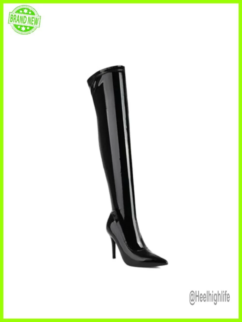 Shiny Patent Leather Pointed Toe Stiletto High Heel Over the Knee Boots